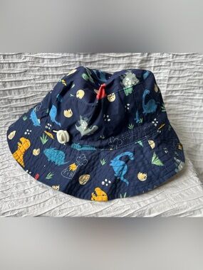 Kids Dinosaur Bucket Hat Navy Blue Adjustable Sun Hat Head Circumference 54